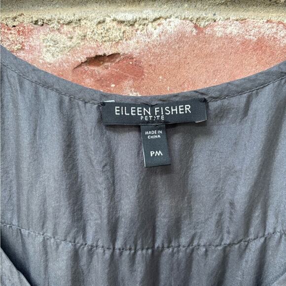 Eileen Fisher Silk Habutai Underpinning Gray Grey Layered Tank Petite Medium - Picture 2 of 7